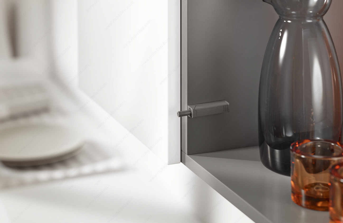 Mécanisme TIP ON version longue avec Butée de porte Gris