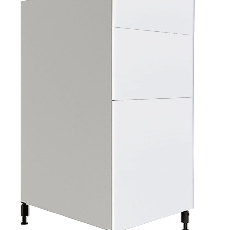 Glossy White Kitchen Base Cabinet 3 Drawers Unit 15 L x 34 3/4 H x 24 P in.