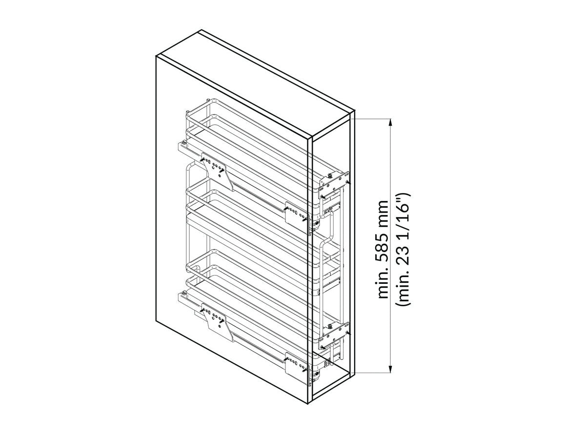 Coulissant étroit Galaxy 6 po 3 tablettes anthracite