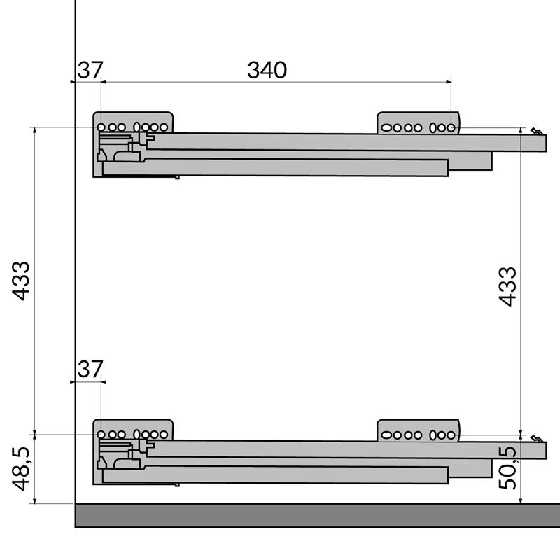 Galaxy narrow pull-out 8" 3 shelves, anthracite
