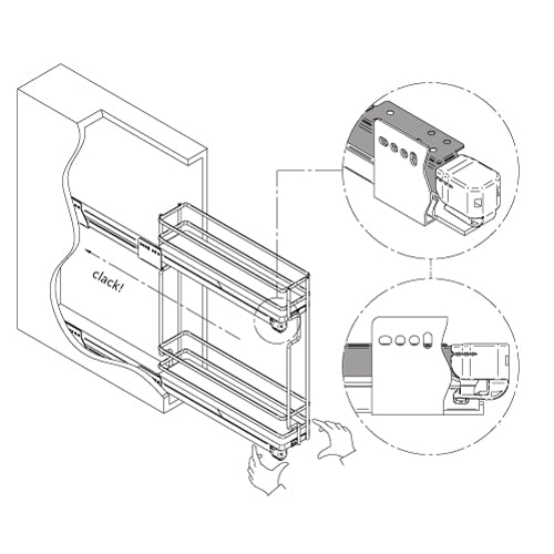 Galaxy narrow pull-out 8'' 2 shelves, white/chrome