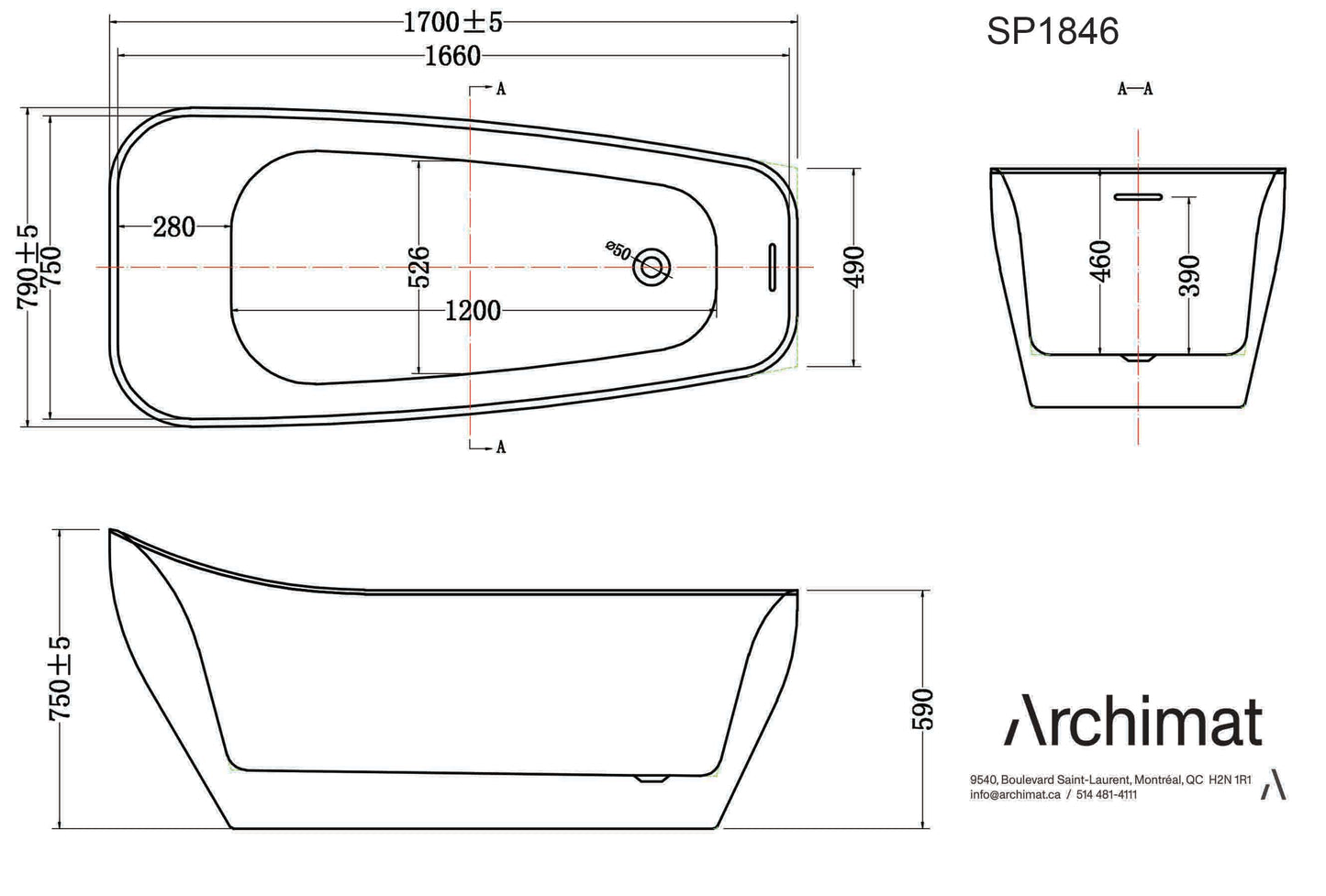 Alaska Baignoire autoportante blanc Dimensions : 67×31-1/8×29-1/2 in (1700×790×750mm) - SP1846