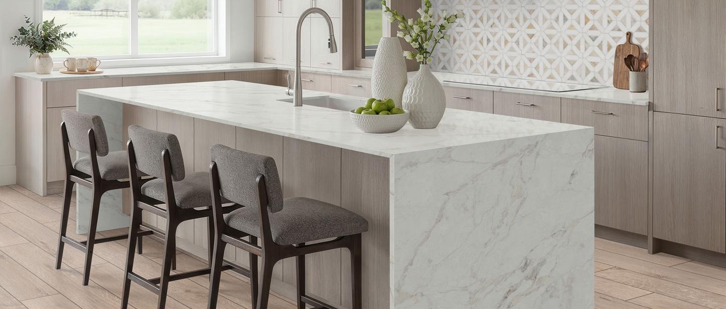 Comptoir en quartz 2 cm - 3 cm Calacatta Aravine MSI