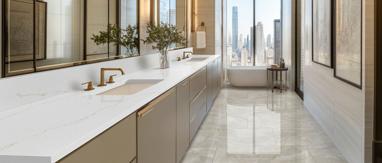 Countertop Quartz 2cm - 3 cm Calacatta Rusta 140x82 MSI