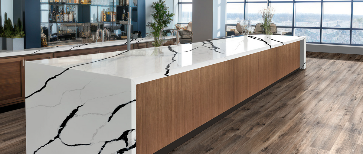 Comptoir en quartz Calacatta Lumanyx 127x64 MSI