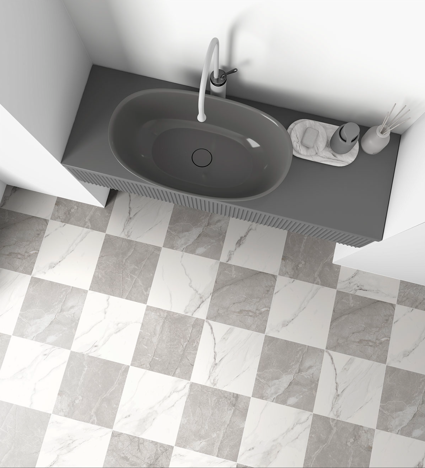 Porcelain Ceramic Tile - Calacatta Chekered Collection 3 Colors 1 Finish