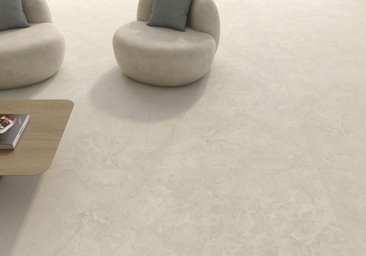 Tuile de céramique porcelaine - Collection CREMA MARFIL disponible en 2 formats, 1 couleur et 1 finition.