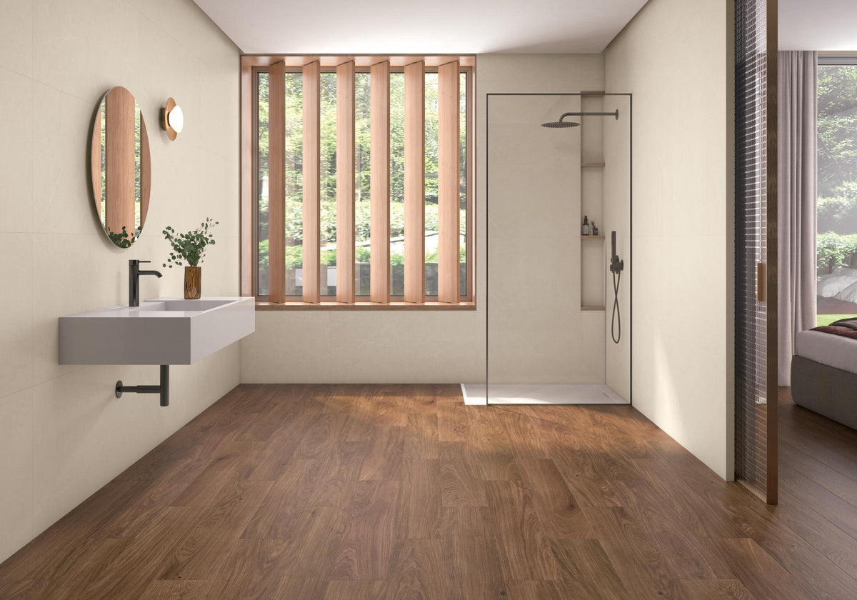 Carreaux de céramique en porcelaine - Collection NATURAL SENSE disponible en 2 tailles, 1 couleur et 1 finition.