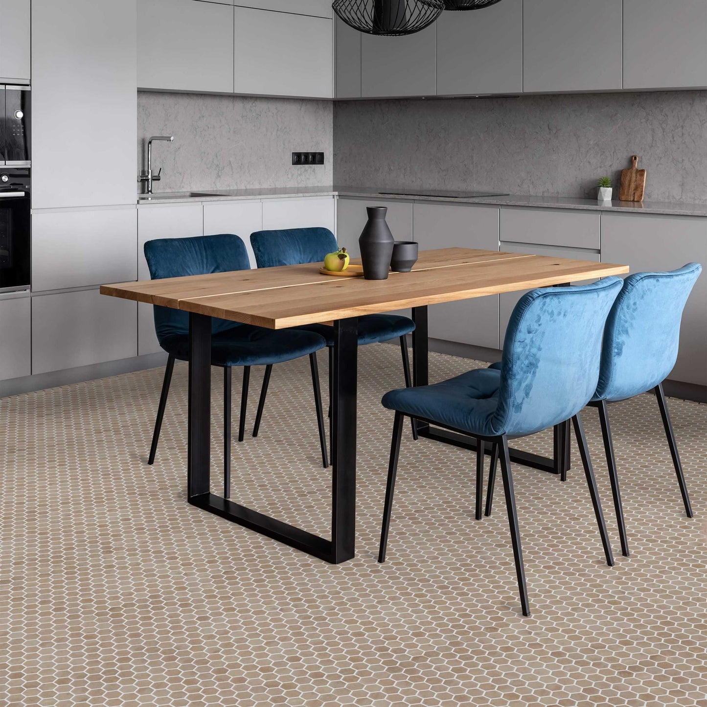 Collection de carreaux de porcelaine Hexacotta : 1 format, 3 couleurs, 2 finitions