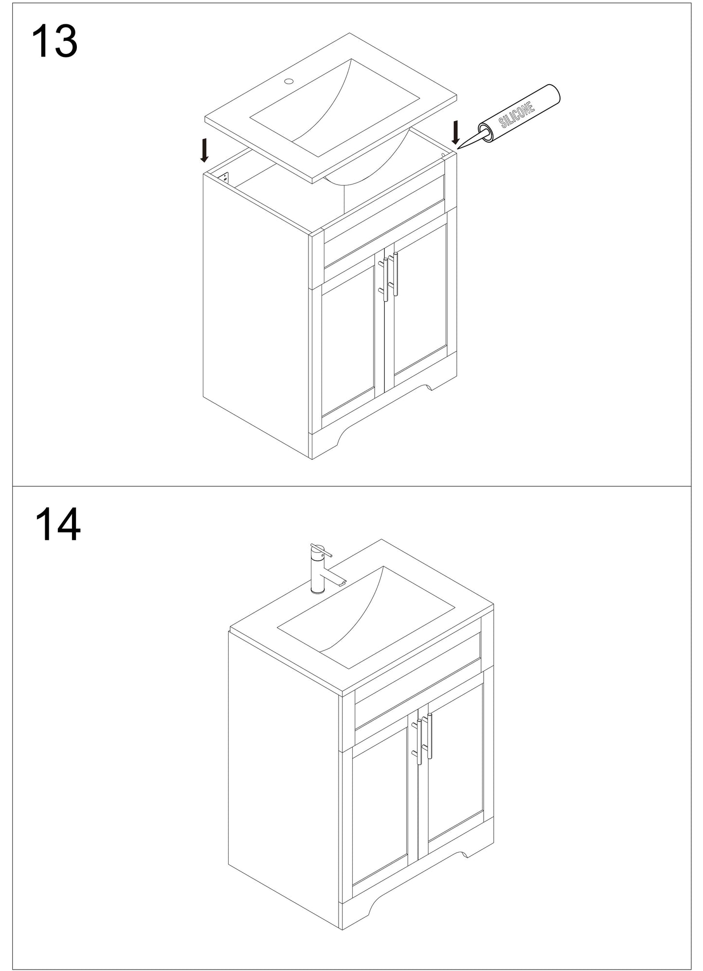 Vanity 24 in 2 Doors  With Countertop 3 Colors