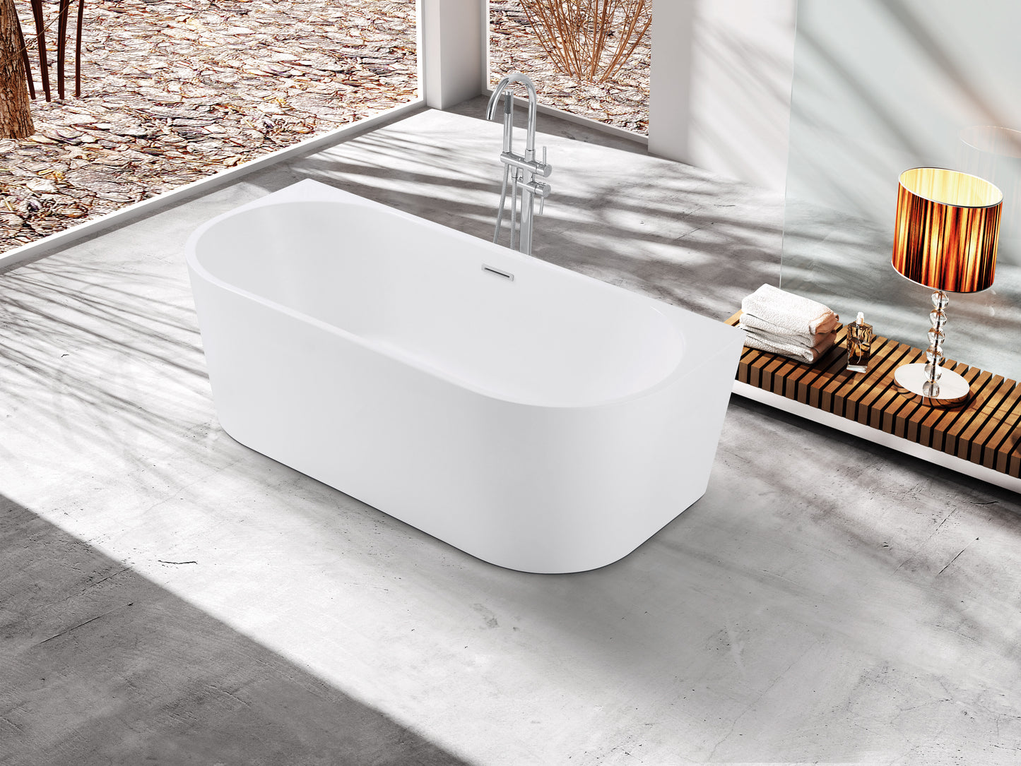 Baignoire autoportante blanc Dimensions : 67×31×22-4/5 in (1700×790×580mm)