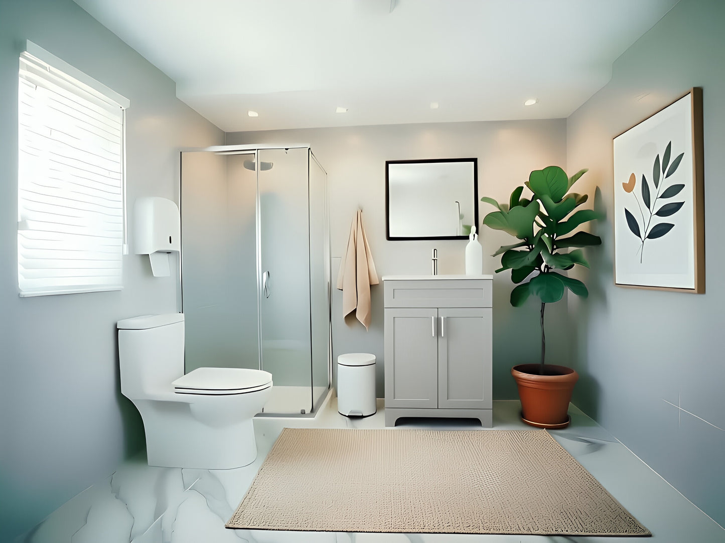 Vanity 24 in 2 Doors  With Countertop 3 Colors