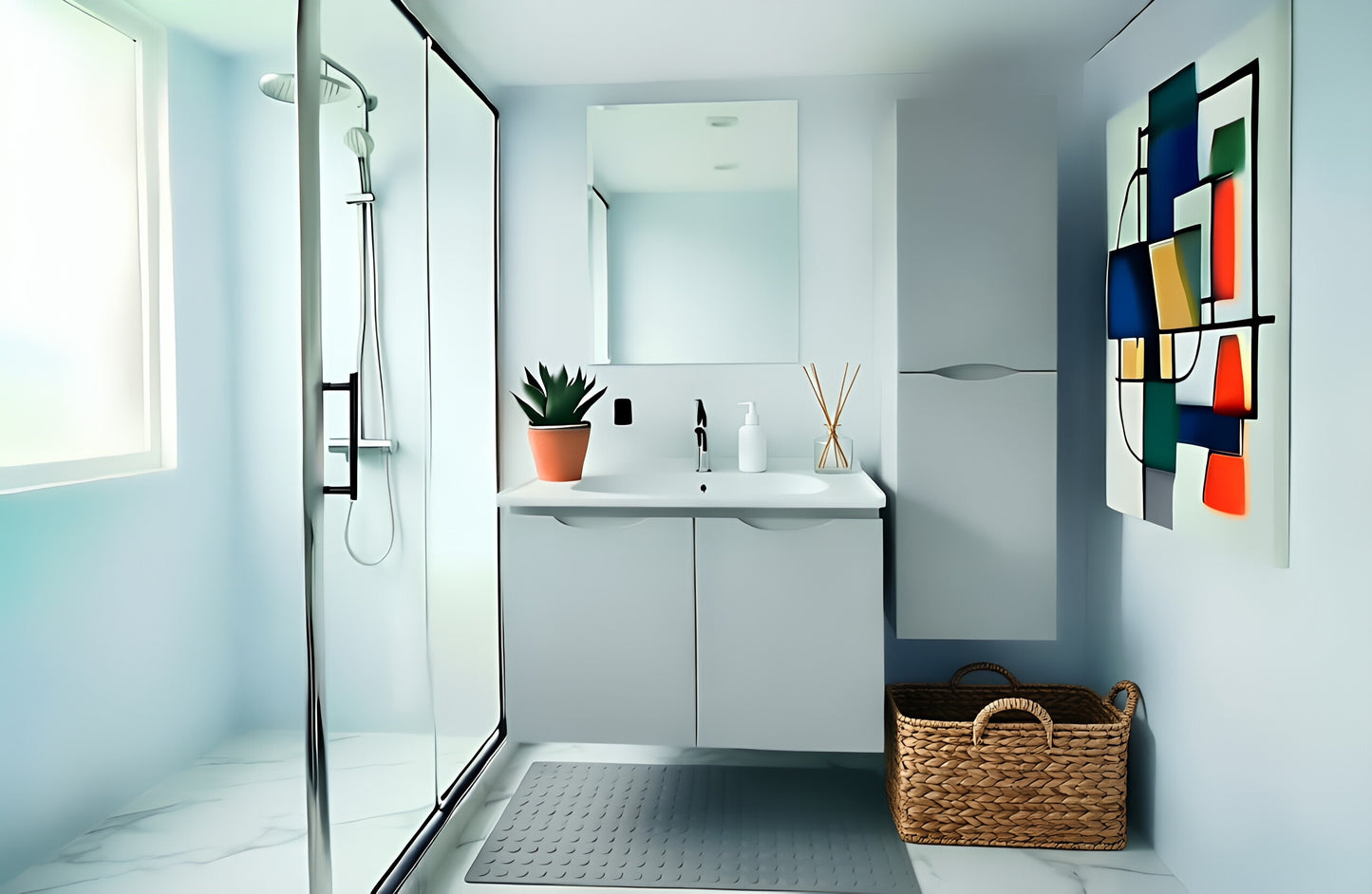 Vanity Suspended 24 in 2Doors with countertop 5 Colors