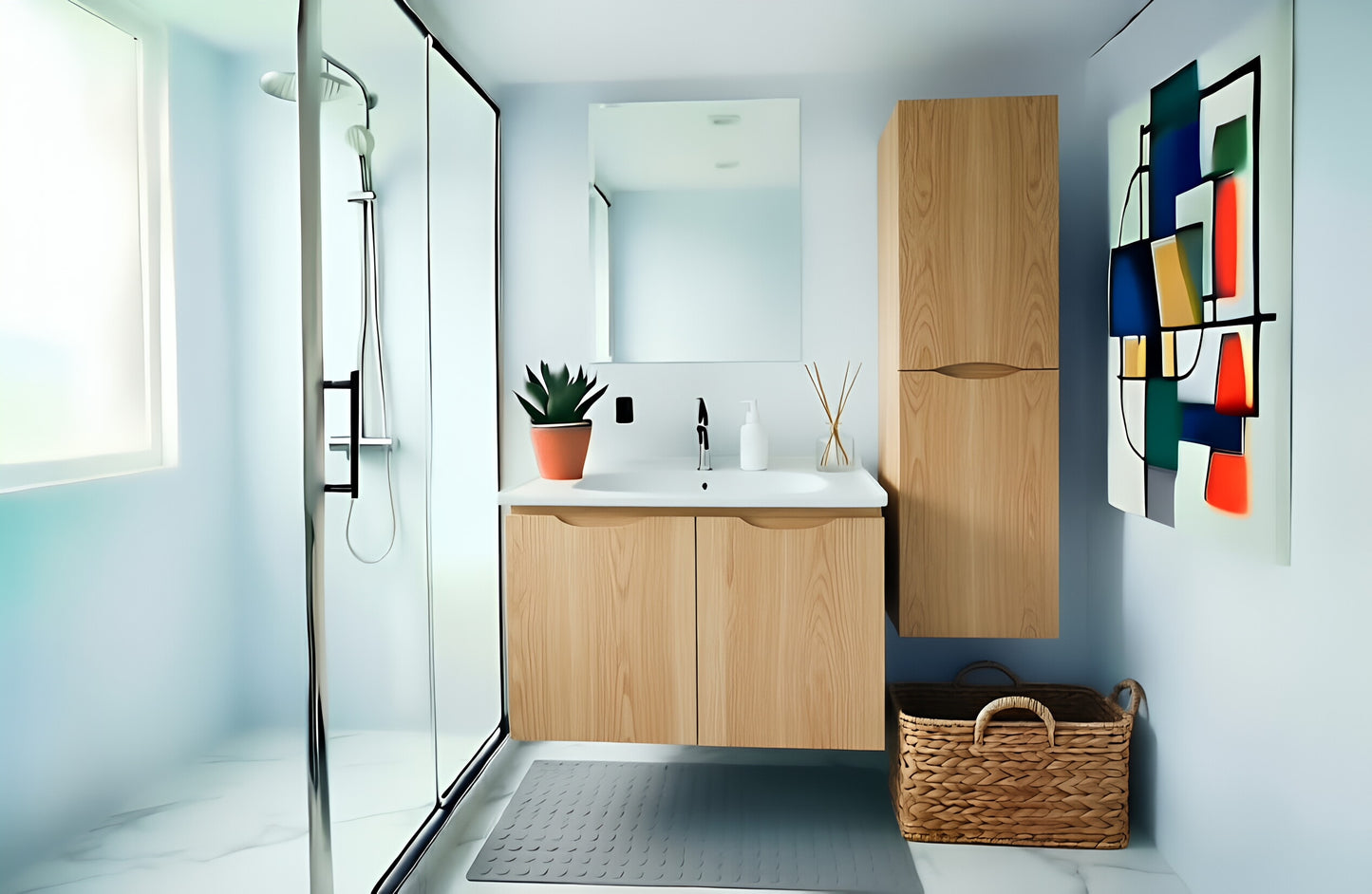 Vanity Suspended 24 in 2Doors with countertop 5 Colors