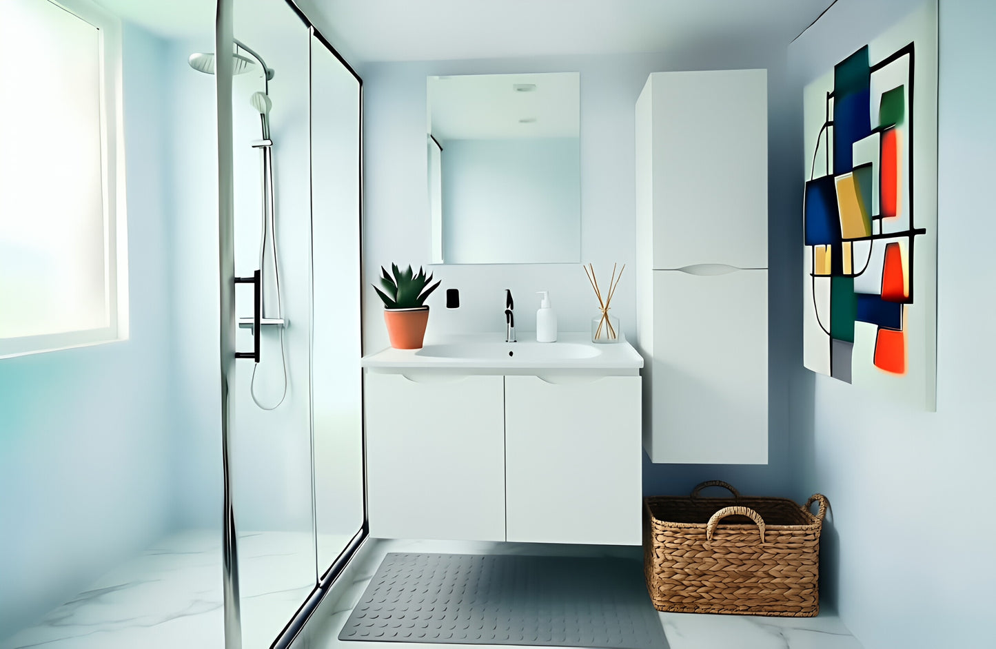 Vanity Suspended 24 in 2Doors with countertop 5 Colors