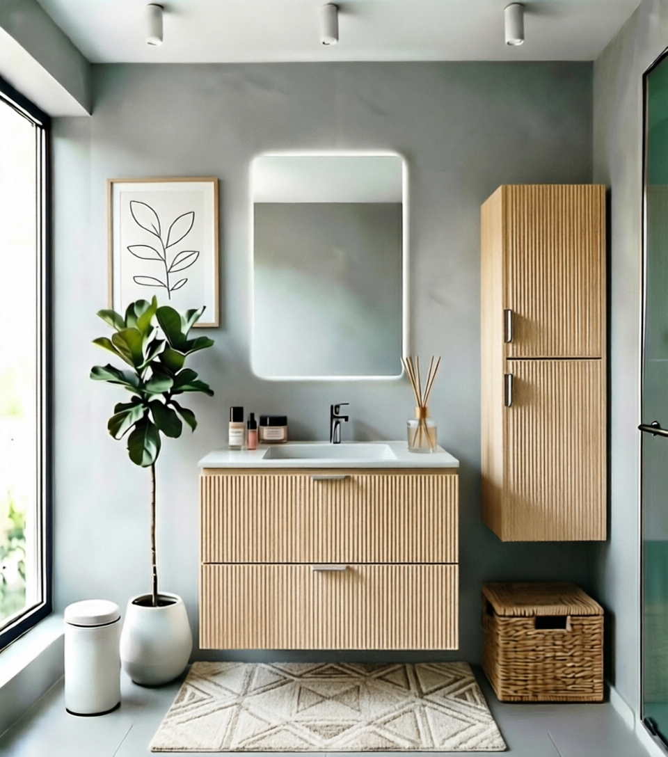 Vanity Suspended 24 in 2 Drawers Undermounted slider with countertop 2 Colors