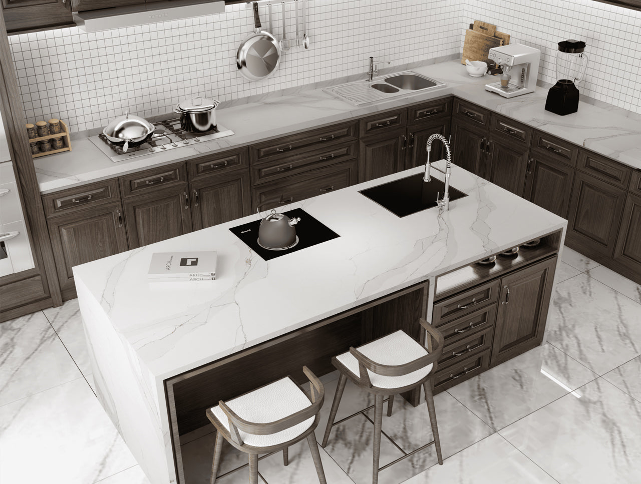 Countertop Quartz Prime Stone 2cm - 3cm Calacatta Classic 63.5x127 in