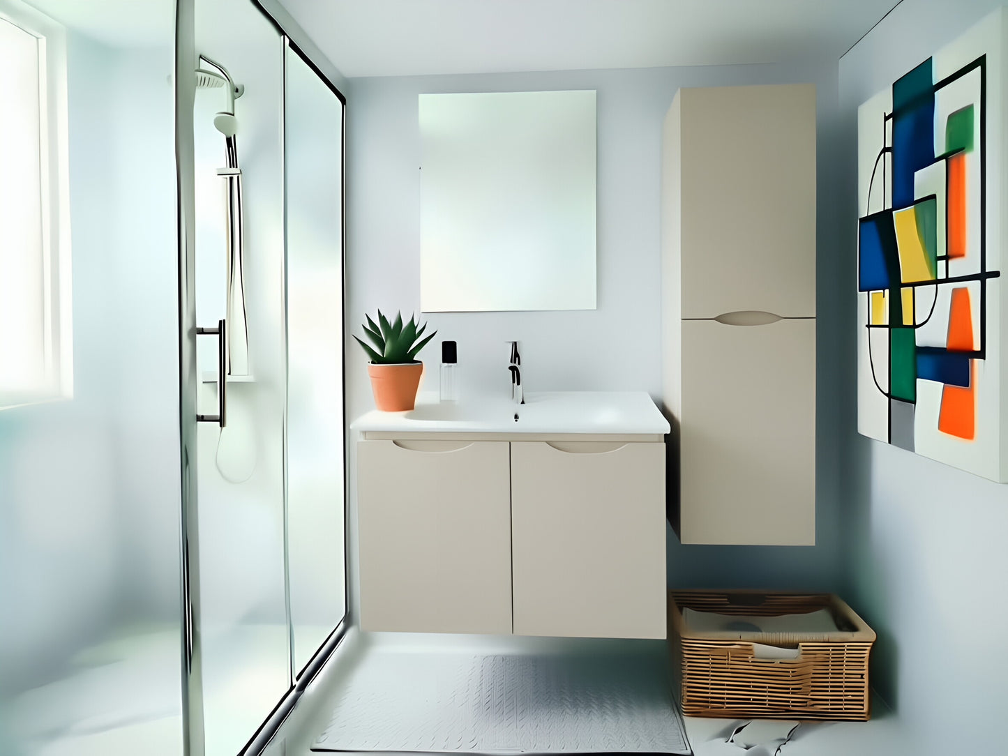 Vanity Suspended 30 in Taupe 2Doors with countertop