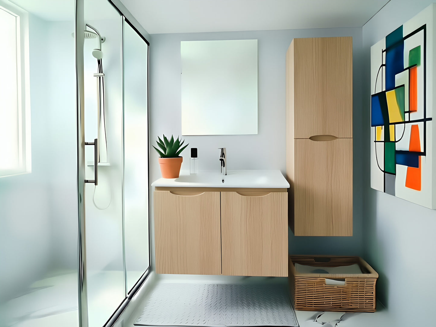 Vanity Suspended 30 in Natural 2Doors with countertop