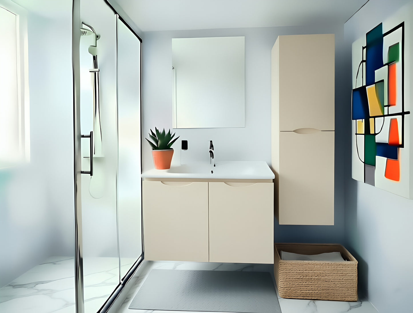 Vanity Suspended 36 in Taupe 2Doors with countertop