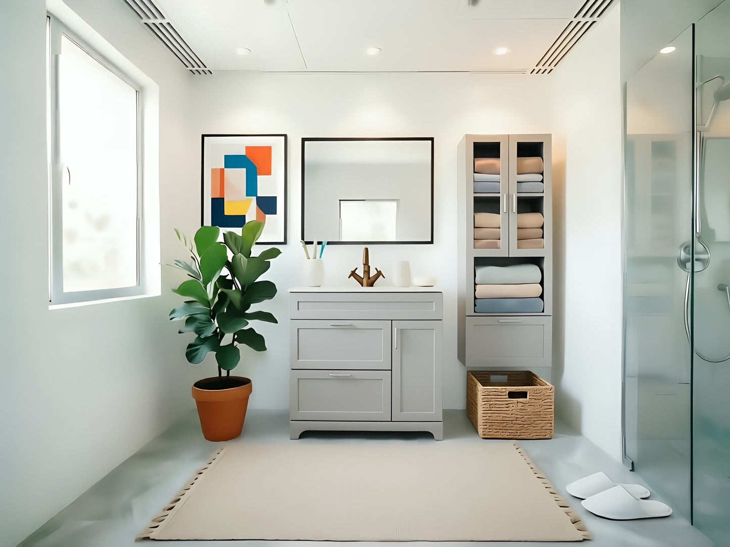 Vanity 36 in 2 Drawers 1 Door  With Countertop 3 Colors