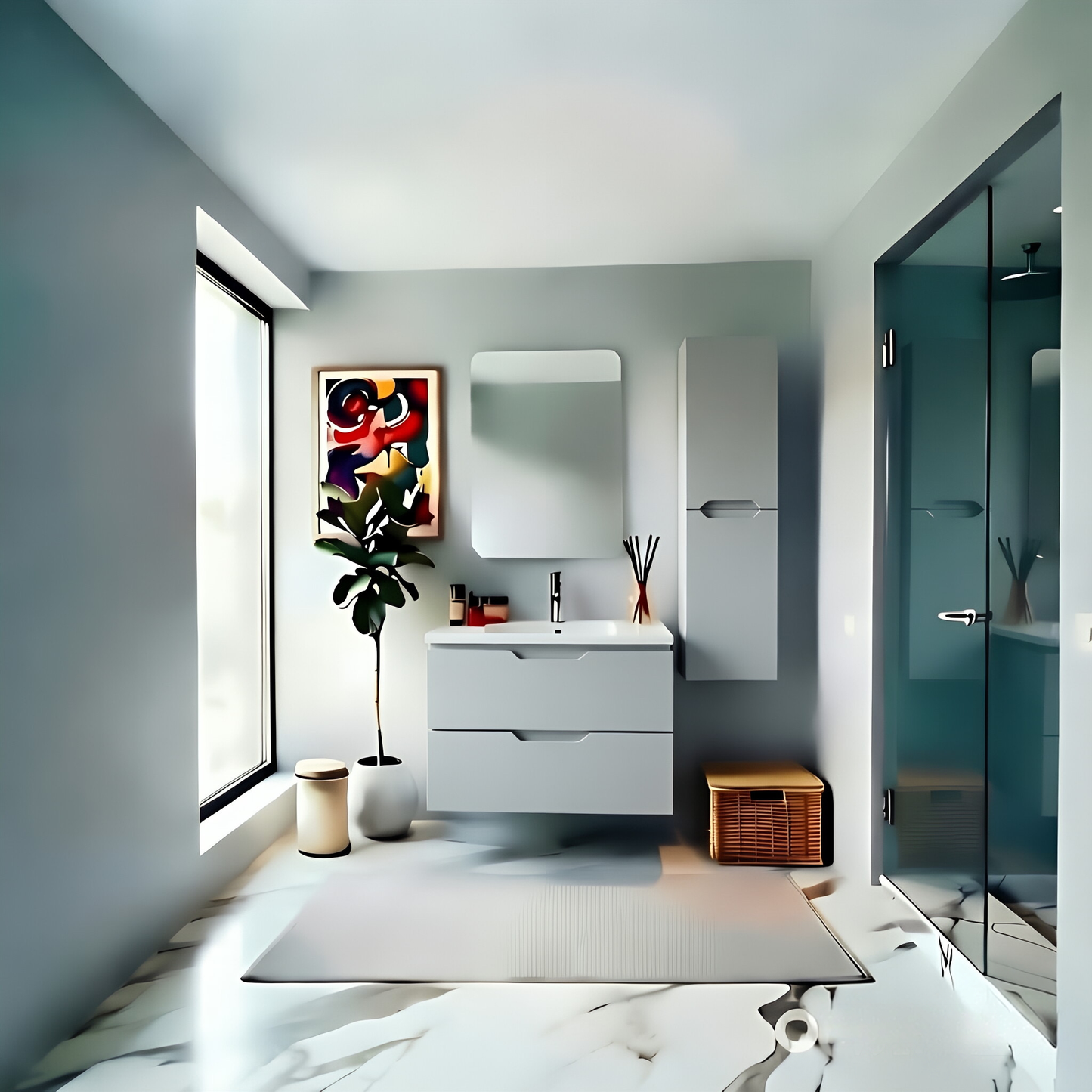 Vanity Suspended 36 in 2Drawers Undermounted slider with countertop 5 Colors