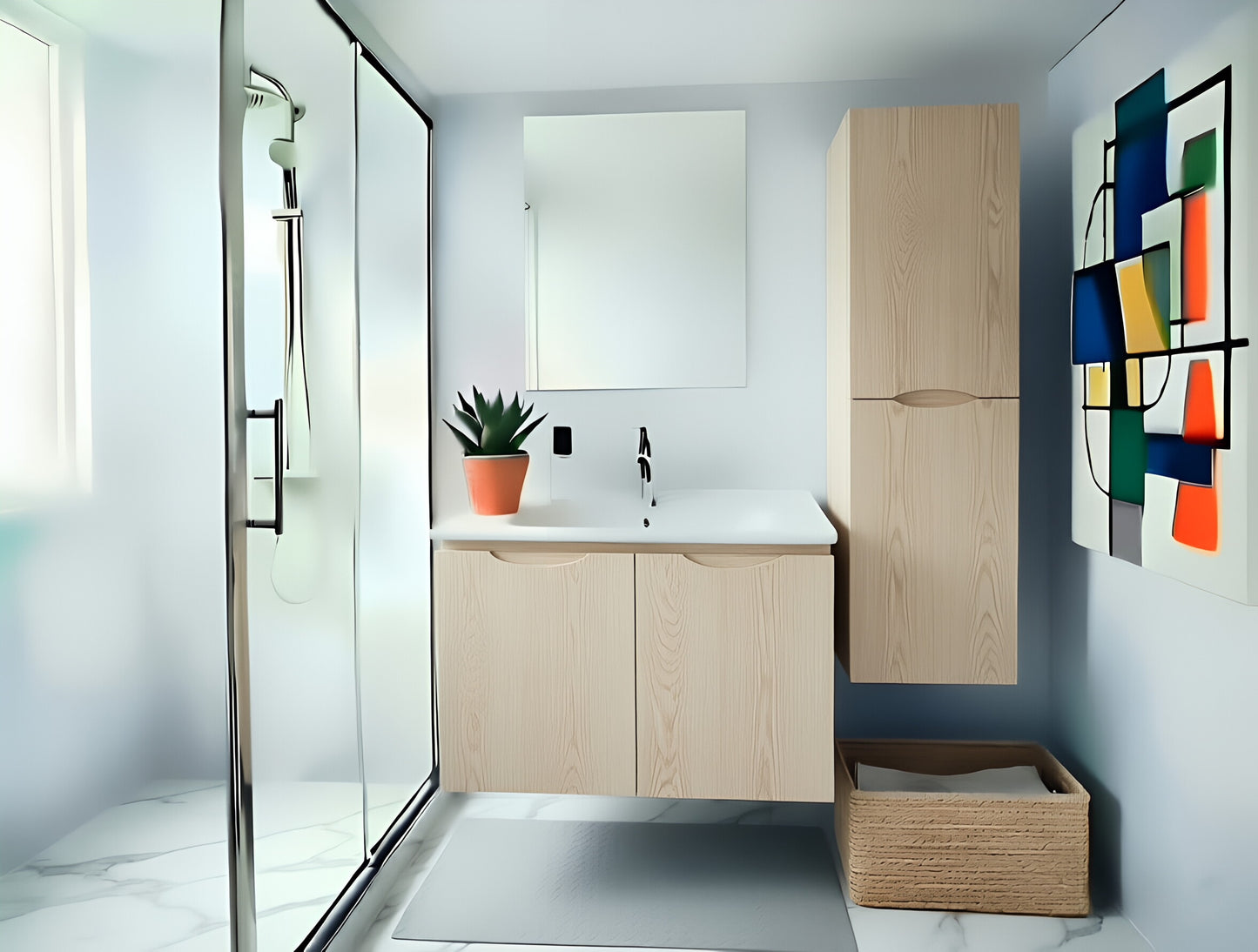 Vanity Suspended 36 in Natural 2Doors with countertop
