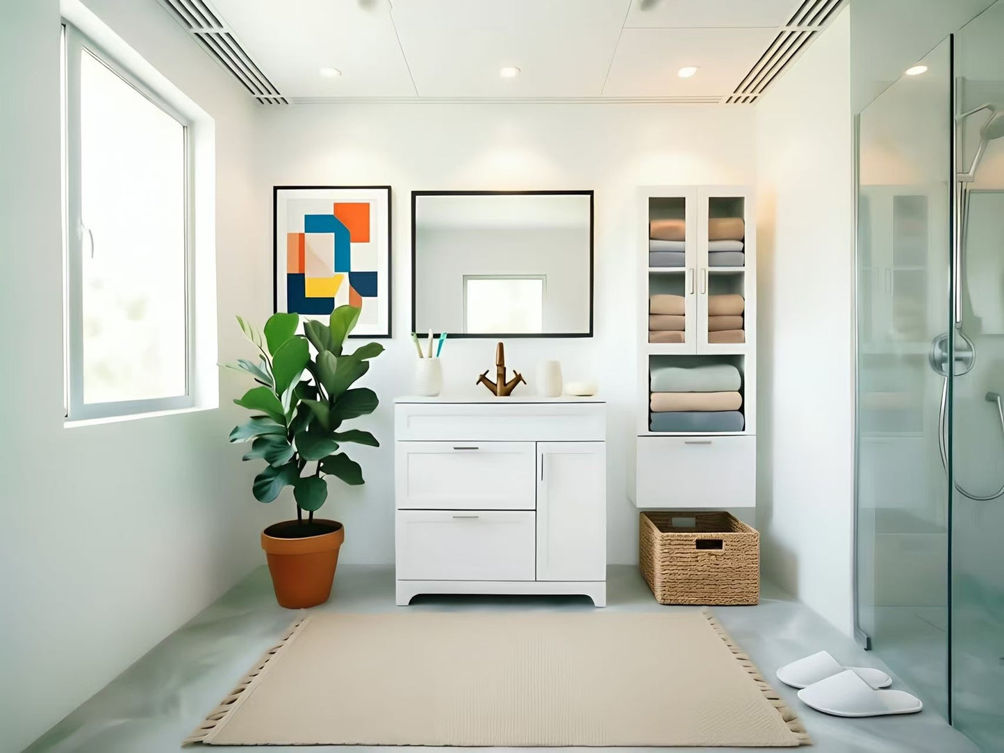Vanity 36 in 2 Drawers 1 Door  With Countertop 3 Colors