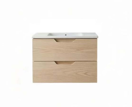 Vanity Suspended 24 in Natural 2Drawers Undermounted slider with countertop