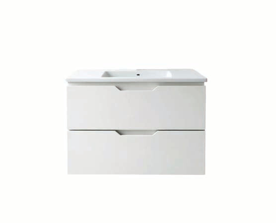 Vanity Suspended 30 in White 2Drawers Undermounted slider with countertop