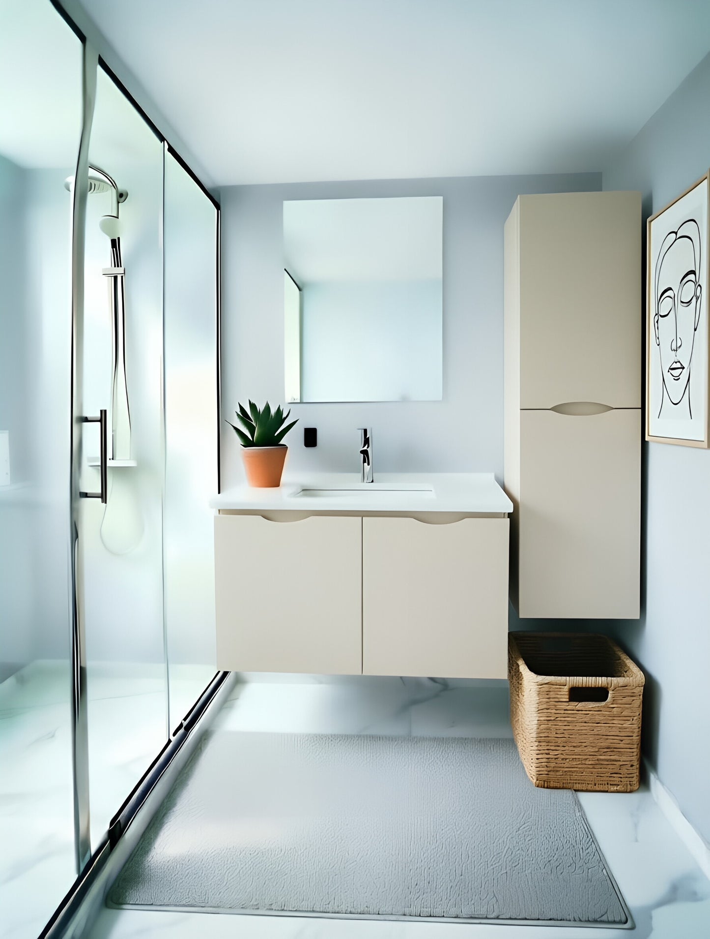 Vanity Suspended 40 in 2Doors with countertop 5 Colors