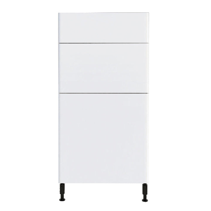 Glossy White Kitchen Base Cabinet 3 Drawers Unit 18 L x 34 3/4 H x 24 P in.
