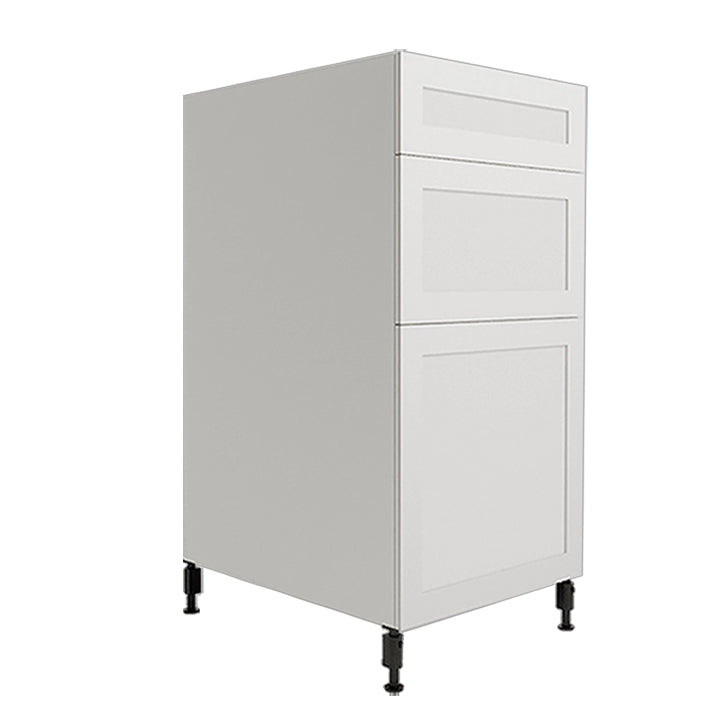Armoire de cuisine de base blanche Shaker à 3 tiroirs 15 L x 34 3/4 H x 24 po.