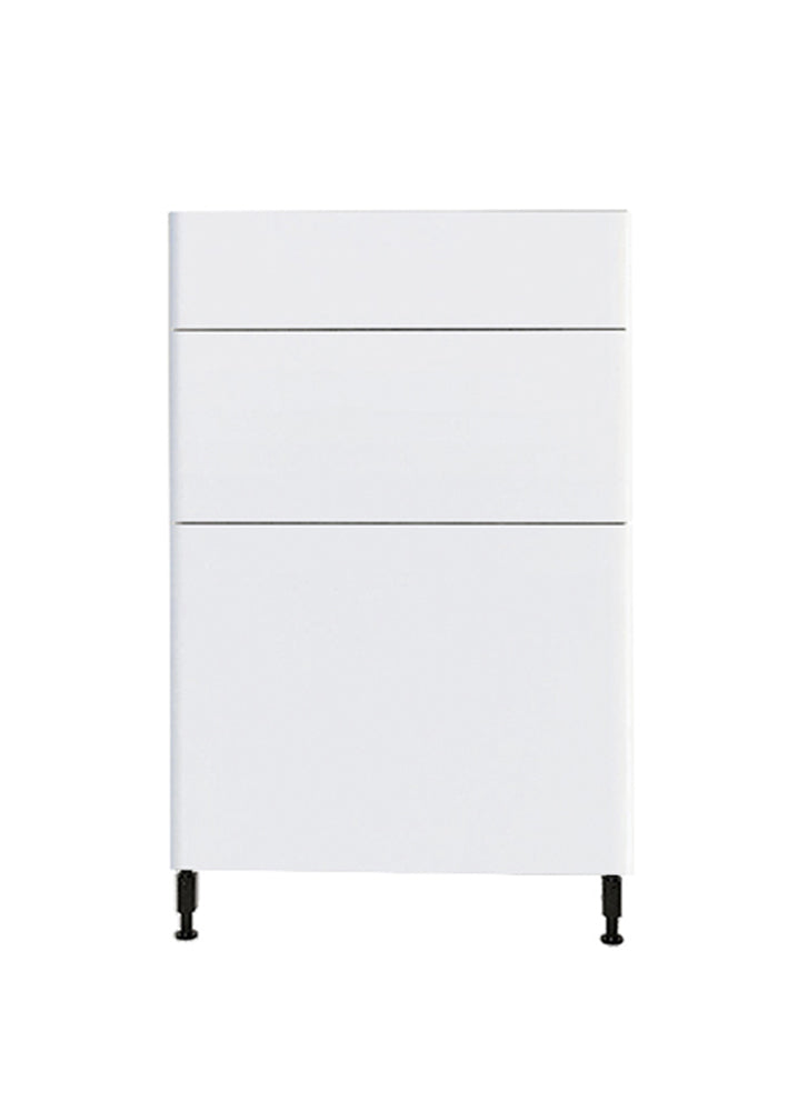 Glossy White Kitchen Base Cabinet 3 Drawers Unit 24 L x 34 3/4 H x 24 in