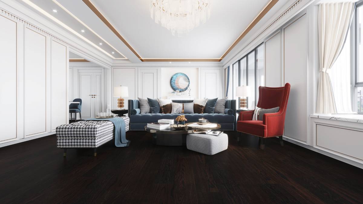 Engineered Hardwood Flooring American Oak 6 in Collection Black Brown