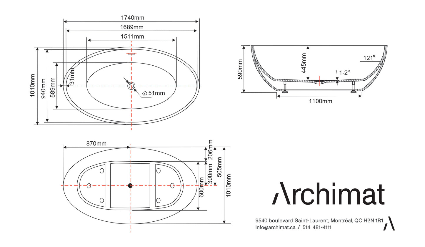 Boston Freestanding Bathtub  Size :68.5 x 39.7 x 23.2 in. (1740 x 1010 x 590 mm) - AJ-6834-L-WT
