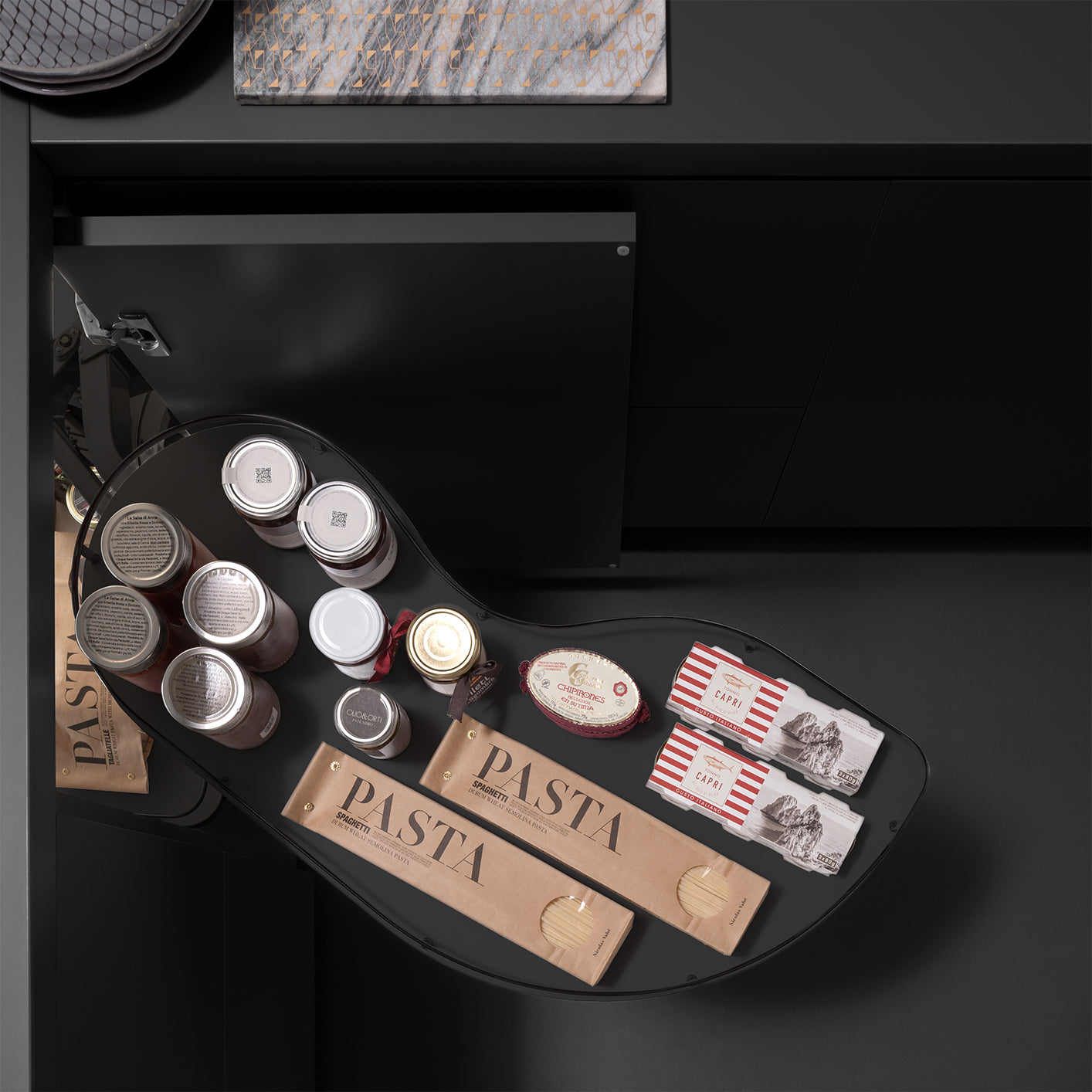 Flymoon 45 Galaxy Anthracite Shelves - Left Opening Corner Cabinet