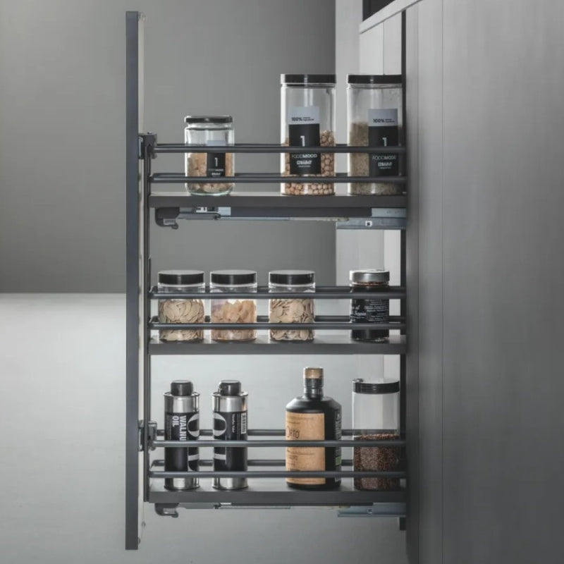 Galaxy narrow pull-out 8" 3 shelves, anthracite