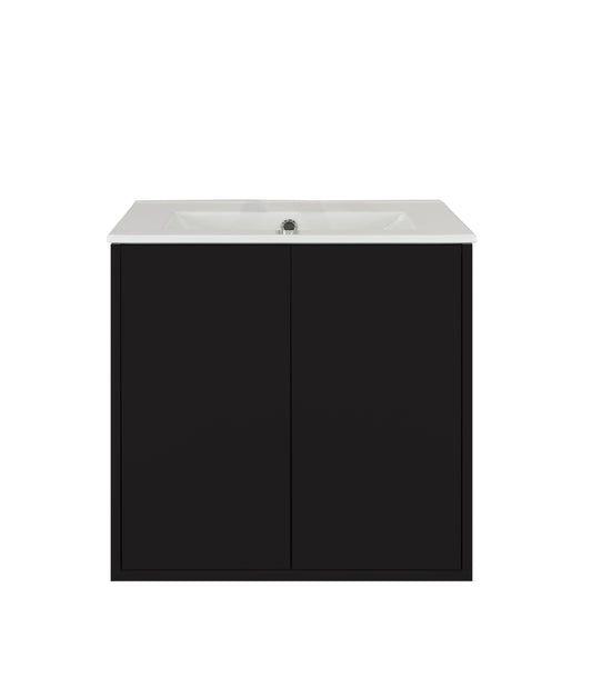 Vanité suspendu Noir de 24 po, 2 portes avec comptoir