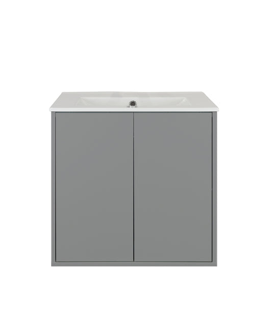 Vanité suspendu gris clair (U12) de 24 po, 2 portes avec comptoir