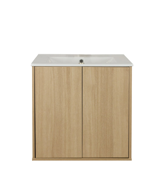 Vanité Natural Beauty de 24 po, suspendu, 2 portes et comptoir