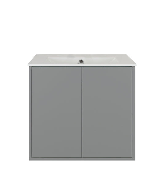 Vanité suspendu gris clair (U12) de 30 po, 2 portes avec comptoir