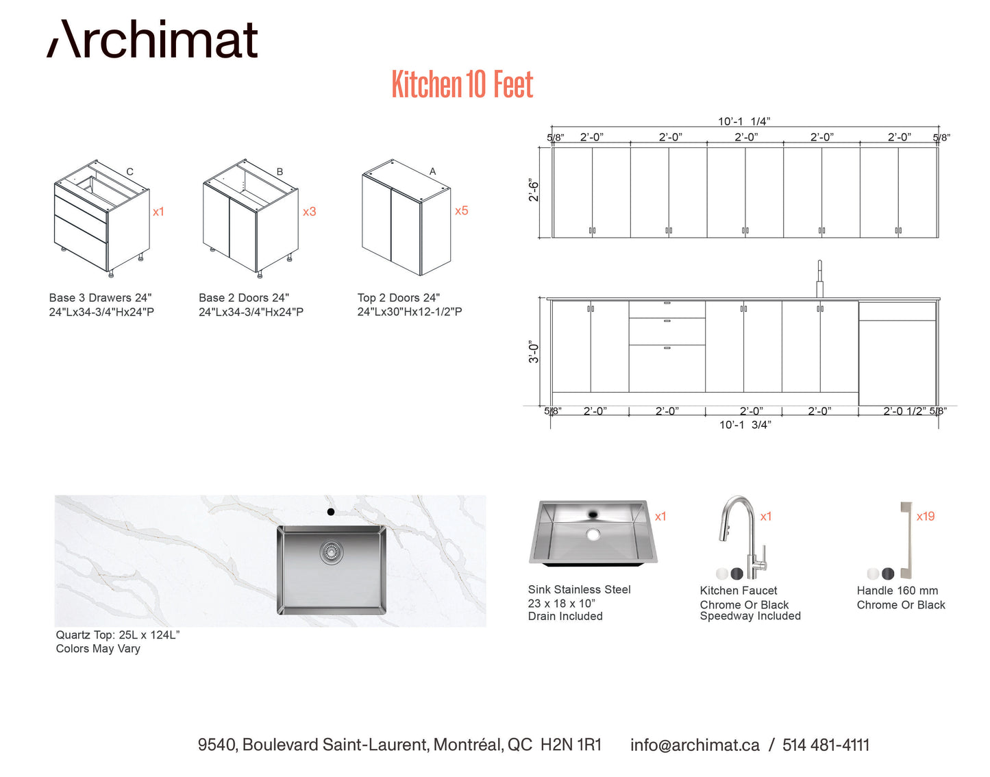 CUISINE 10 Pieds - 5 Couleurs