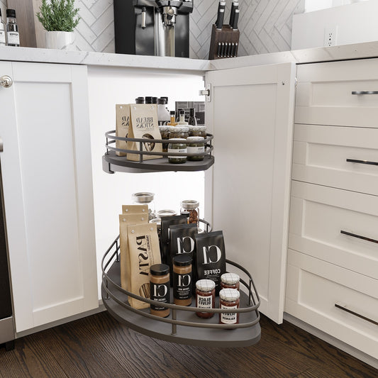 Flymoon 45 Galaxy anthracite - étagères d'angle aveugles ouverture à gauche