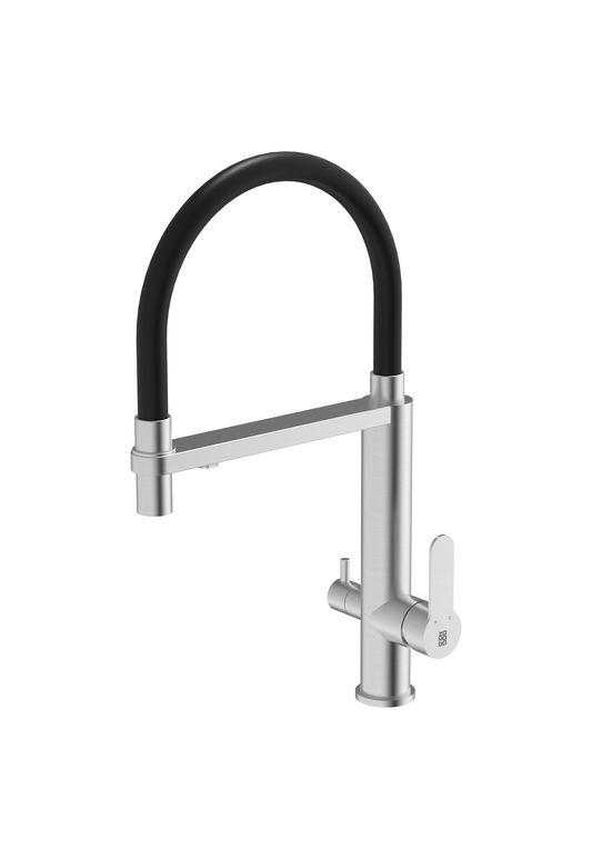 18'' Kitchen Pull Down Faucet Crystal Brush & Black Filtered Water