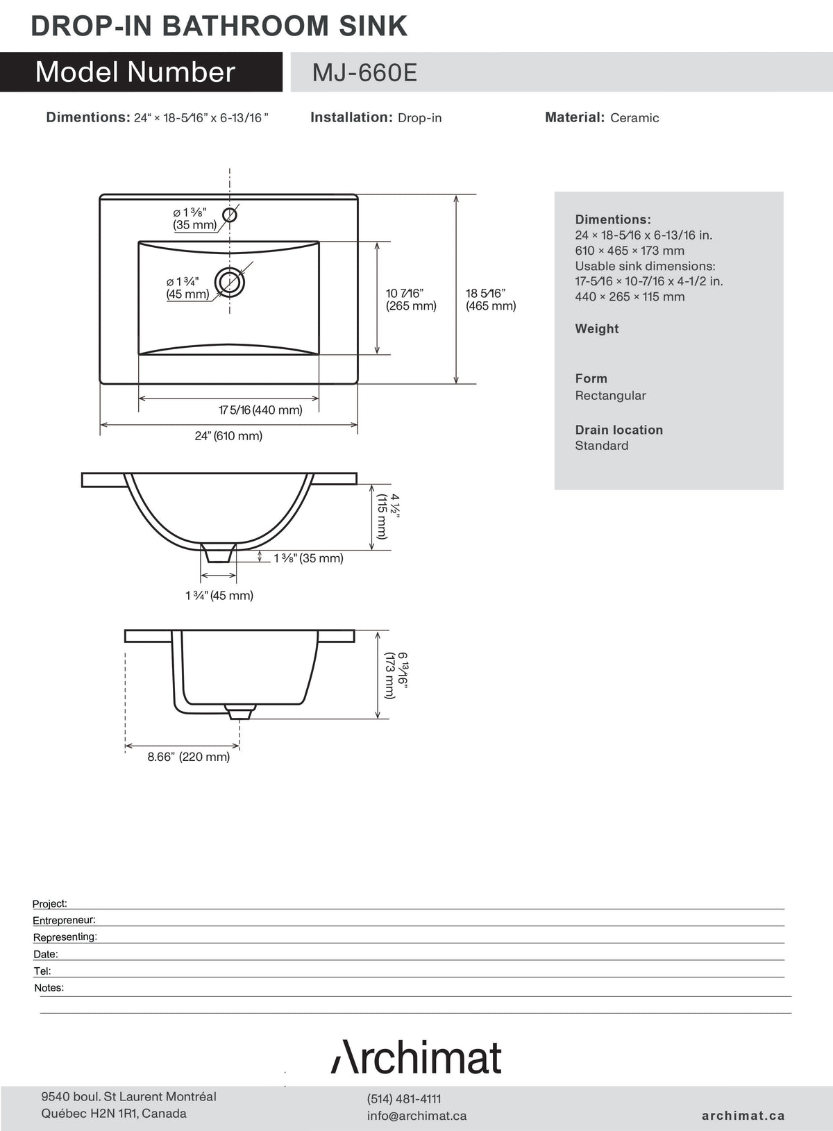 Drop-In Bathroom Ceramic Sink