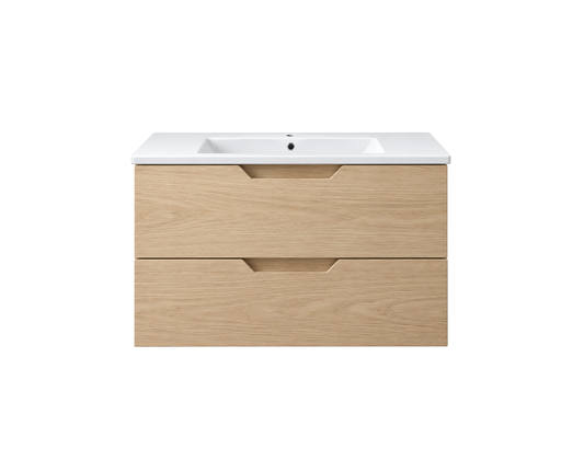 Vanity Suspended 24 in Natural 2Drawers Undermounted slider with countertop