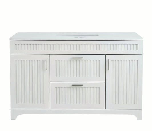 Vanity 48 in White 2 Drawers 2 Doors With Countertop