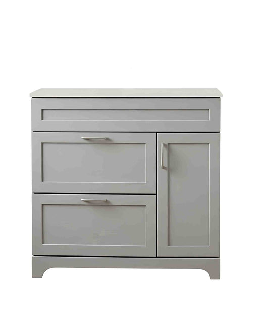 Vanité 36 po gris 2 tiroirs 1 Porte avec Comptoir