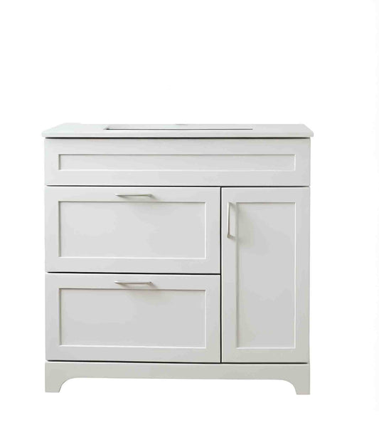 Vanity 36 in White2 Drawers 1 Door With Countertop
